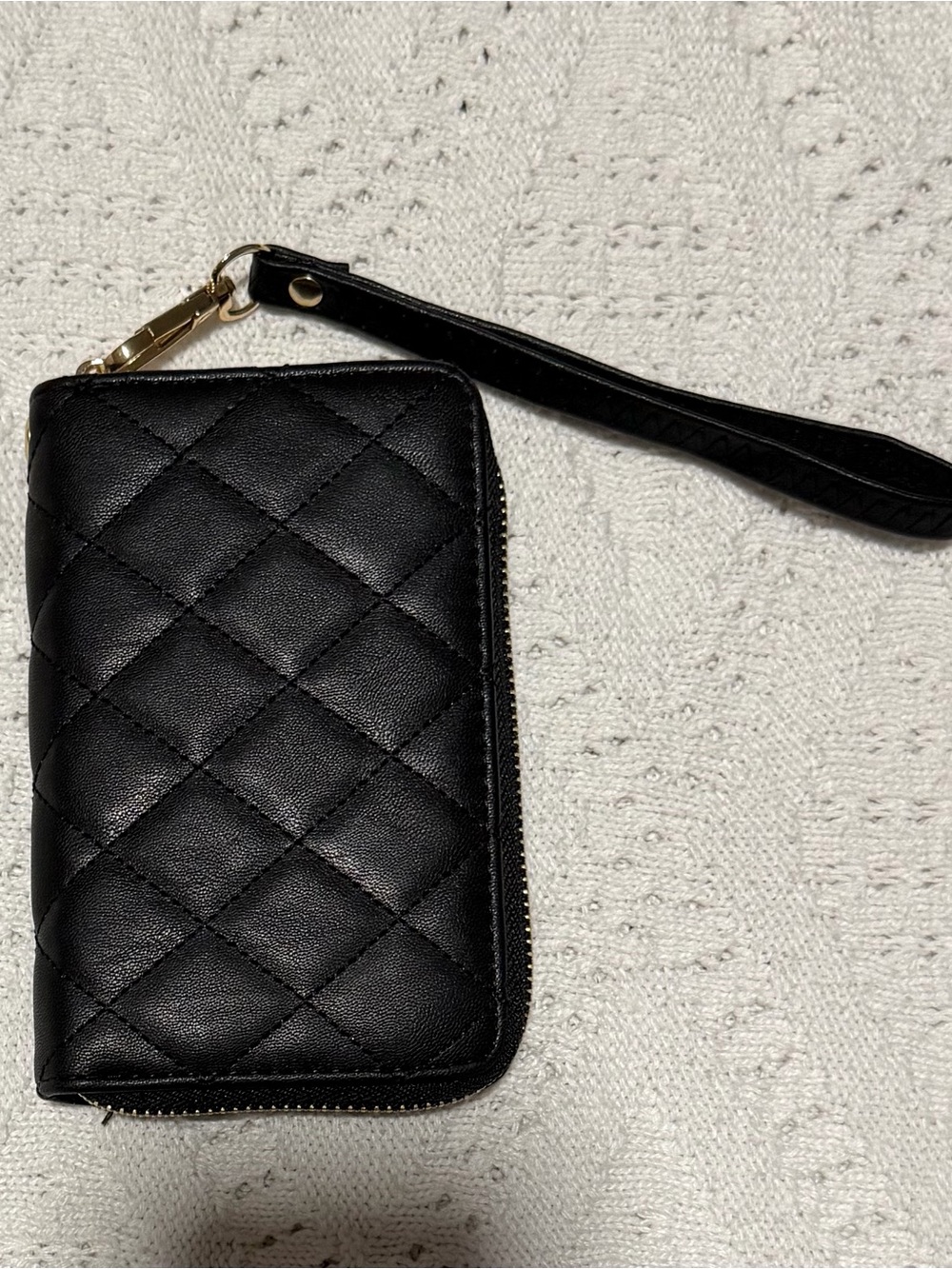 Black Quilted Wristlet Card & Key Holder